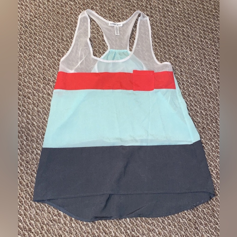 Pink teal grey tank